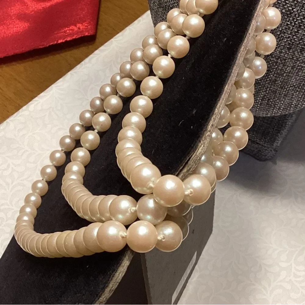 Faux Cream Colored Pearl Necklace 50” Strand